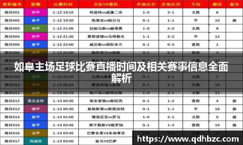 如皋主场足球比赛直播时间及相关赛事信息全面解析