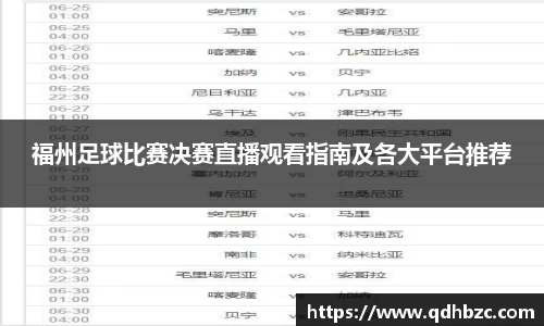 福州足球比赛决赛直播观看指南及各大平台推荐